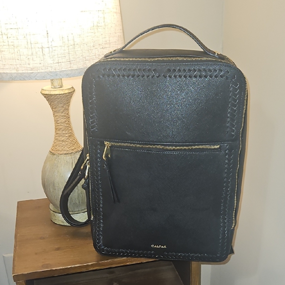 Calpak Black Backpack Minimalist Design Top Handle